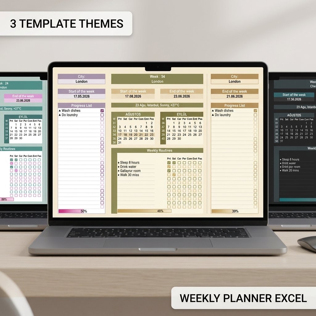 Haftalık İş ve Alışkanlık Planlayıcı - Excel Template
